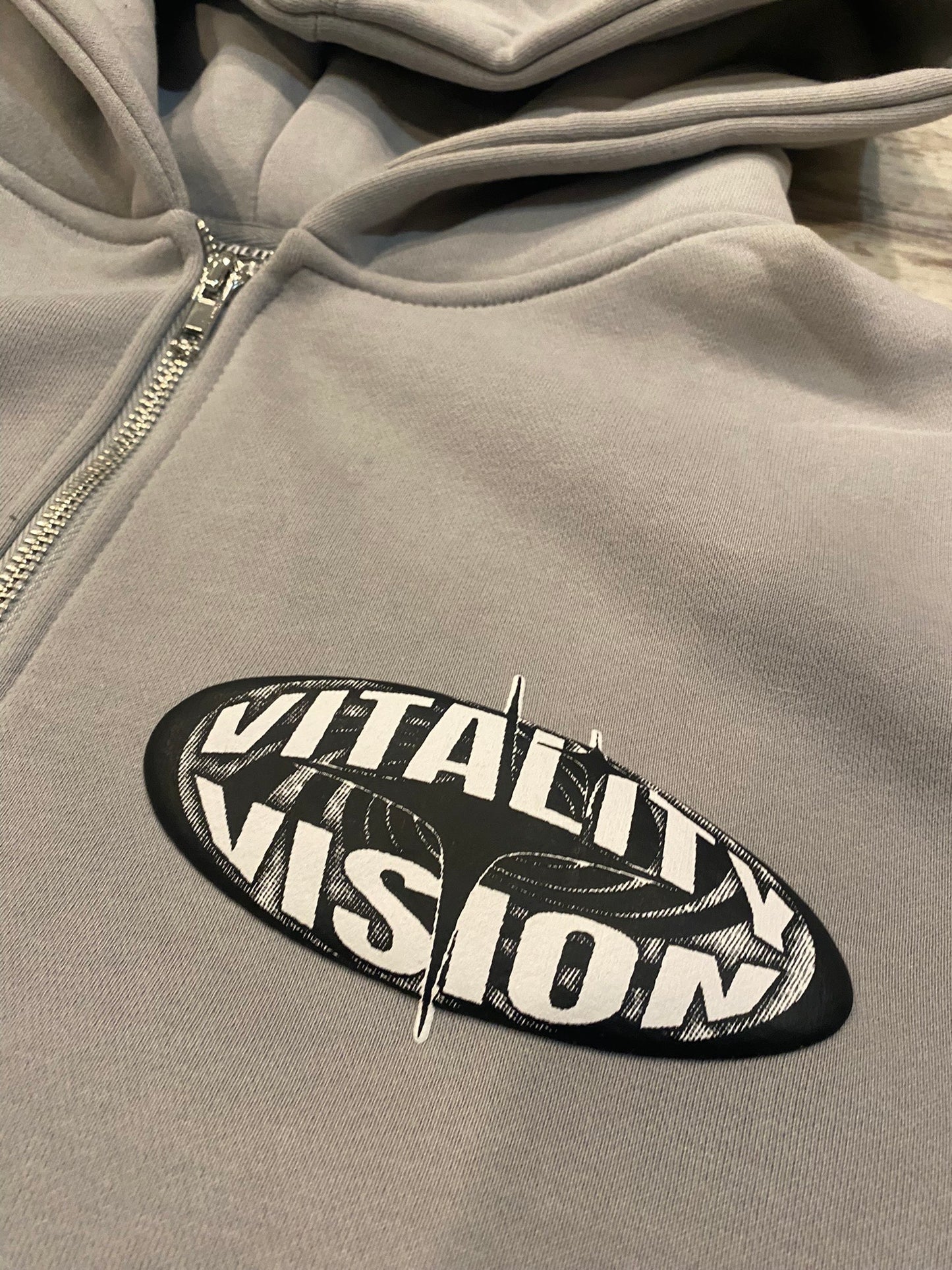 Puff Printed "Vitality Vision" Logo Jacket - Cloud Grey