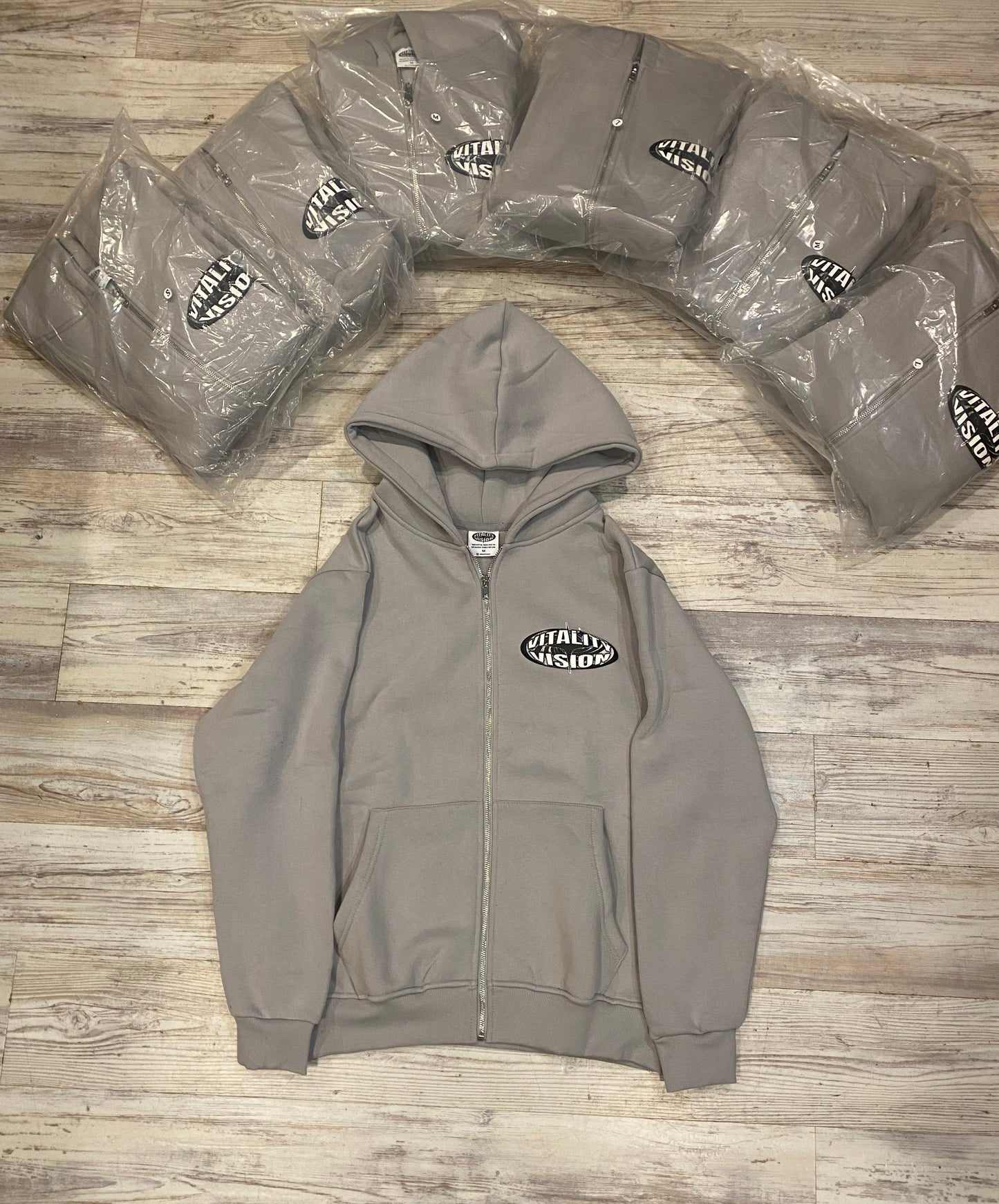 Puff Printed "Vitality Vision" Logo Jacket - Cloud Grey