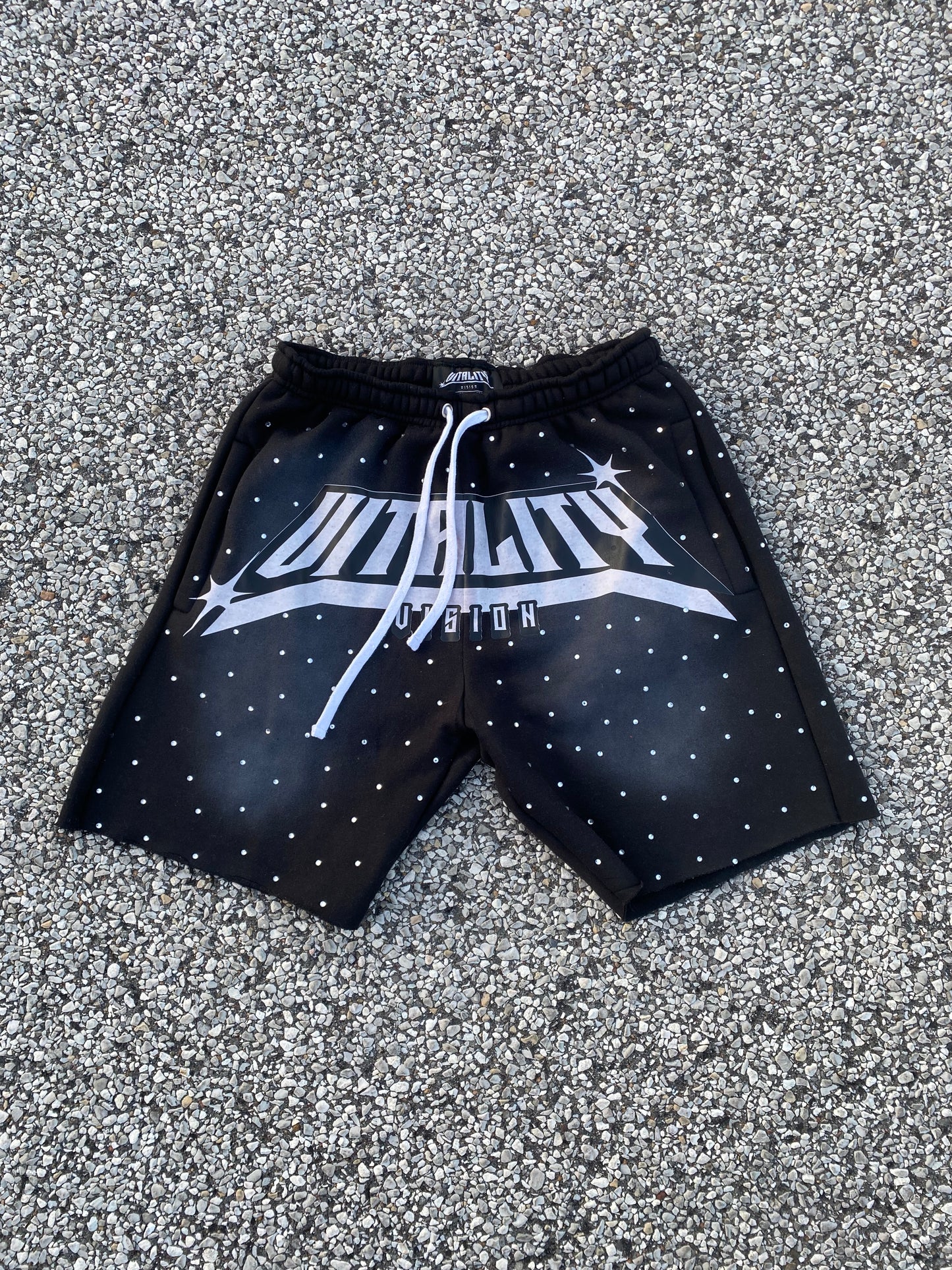 "Charcoal" Rhinestone Shorts