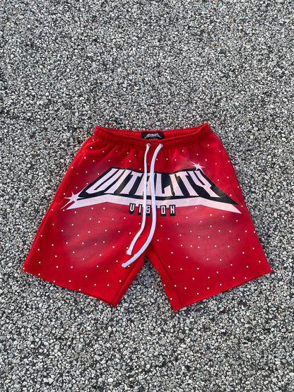 "Crimson" Rhinestone Shorts