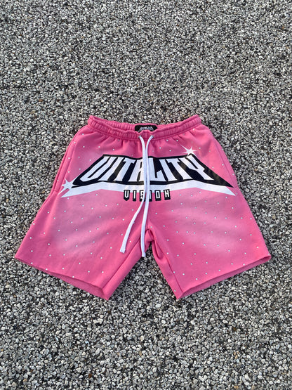 "Rose Pink" Rhinestone Shorts