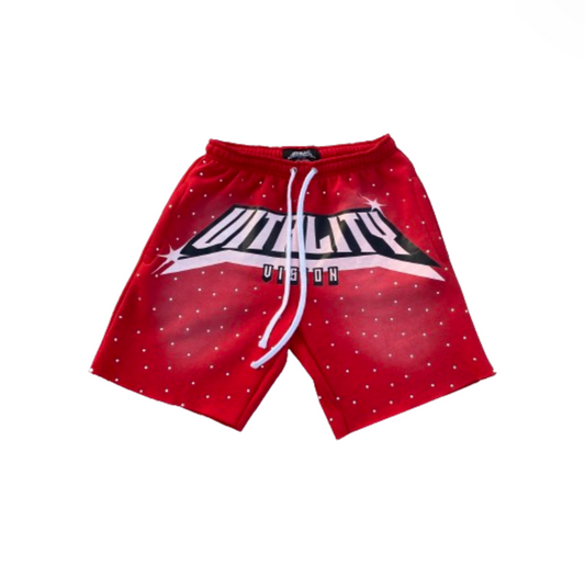 "Crimson" Rhinestone Shorts