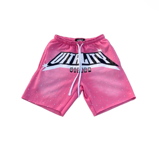 "Rose Pink" Rhinestone Shorts